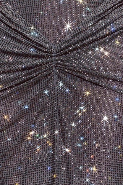 Elmas Desenli Maksi Elbise-Gri