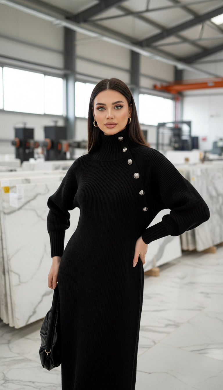 Ossa Siyah Maxi Elbise