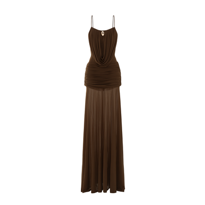 Marigold Maxi Elbise-Kahverengi