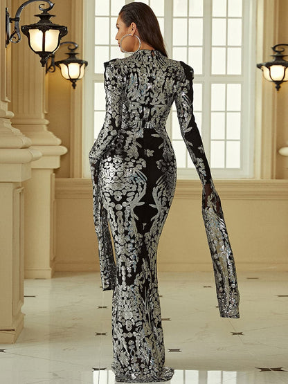 Eris Uzun Kollu Denizkızı Maxi Elbise