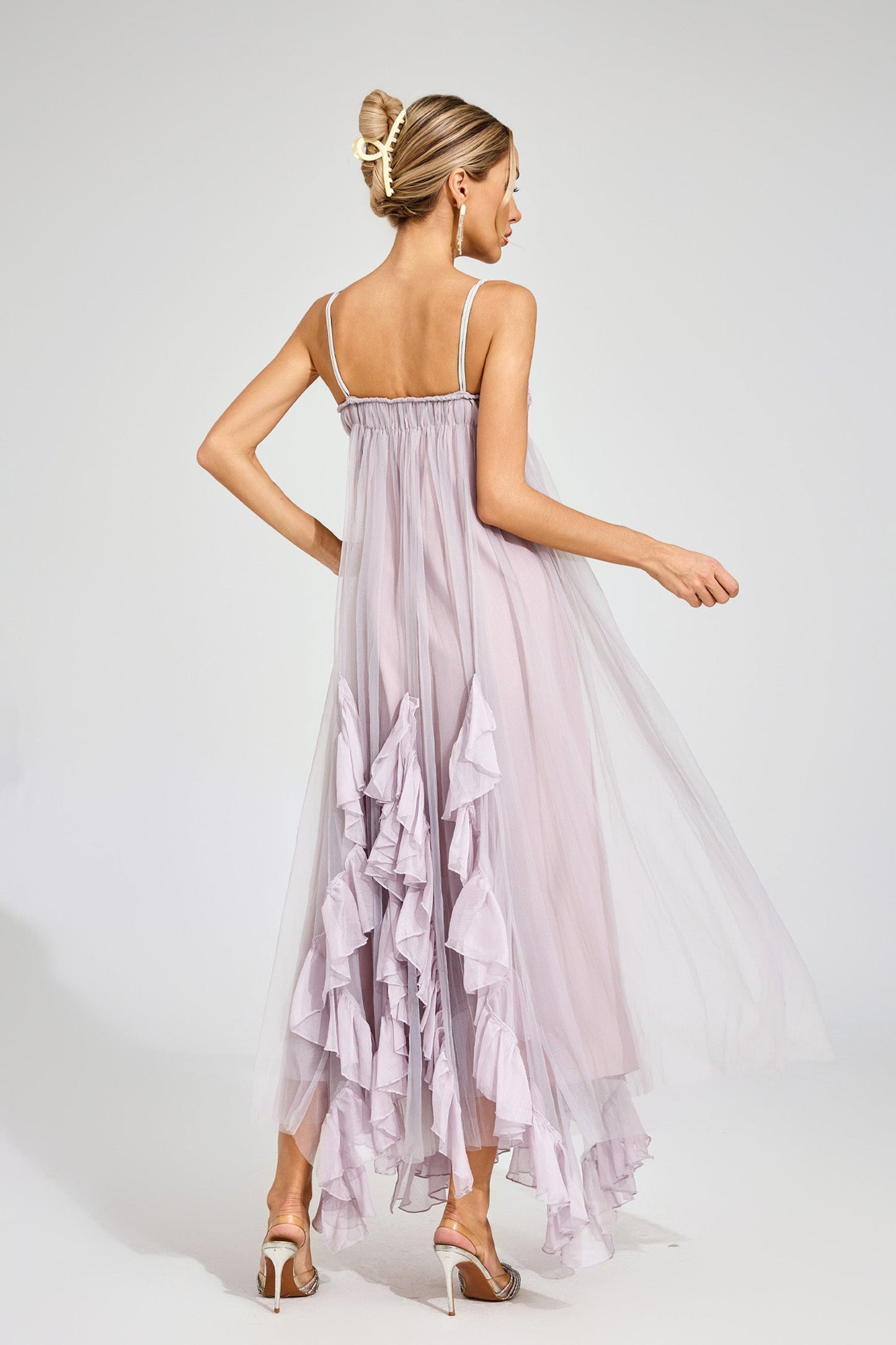 Rüya Ruffle Tül Maxi Elbise