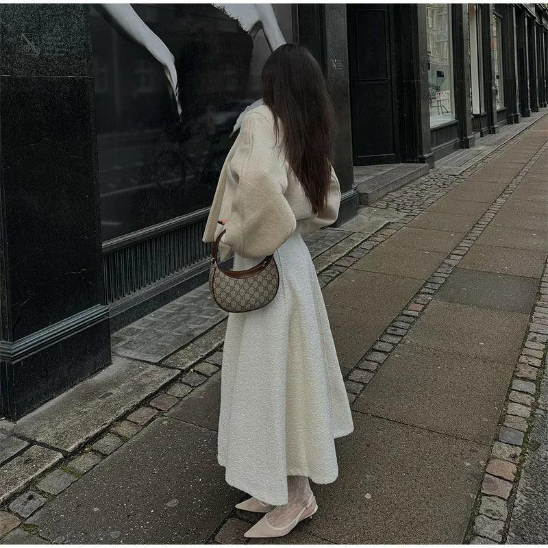 Tanith Ekru Yün Kısa Kaban