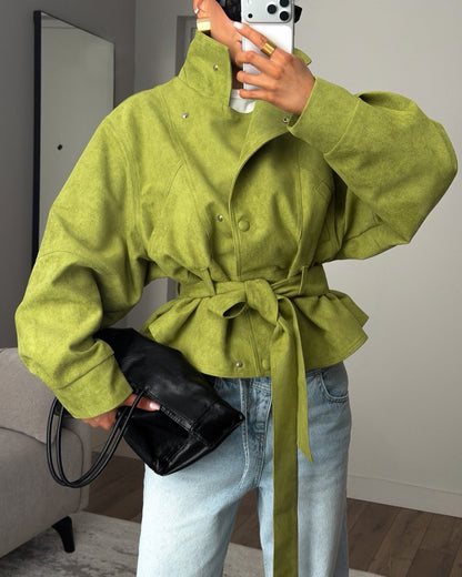 Dik yakalı Oversize Trençkot