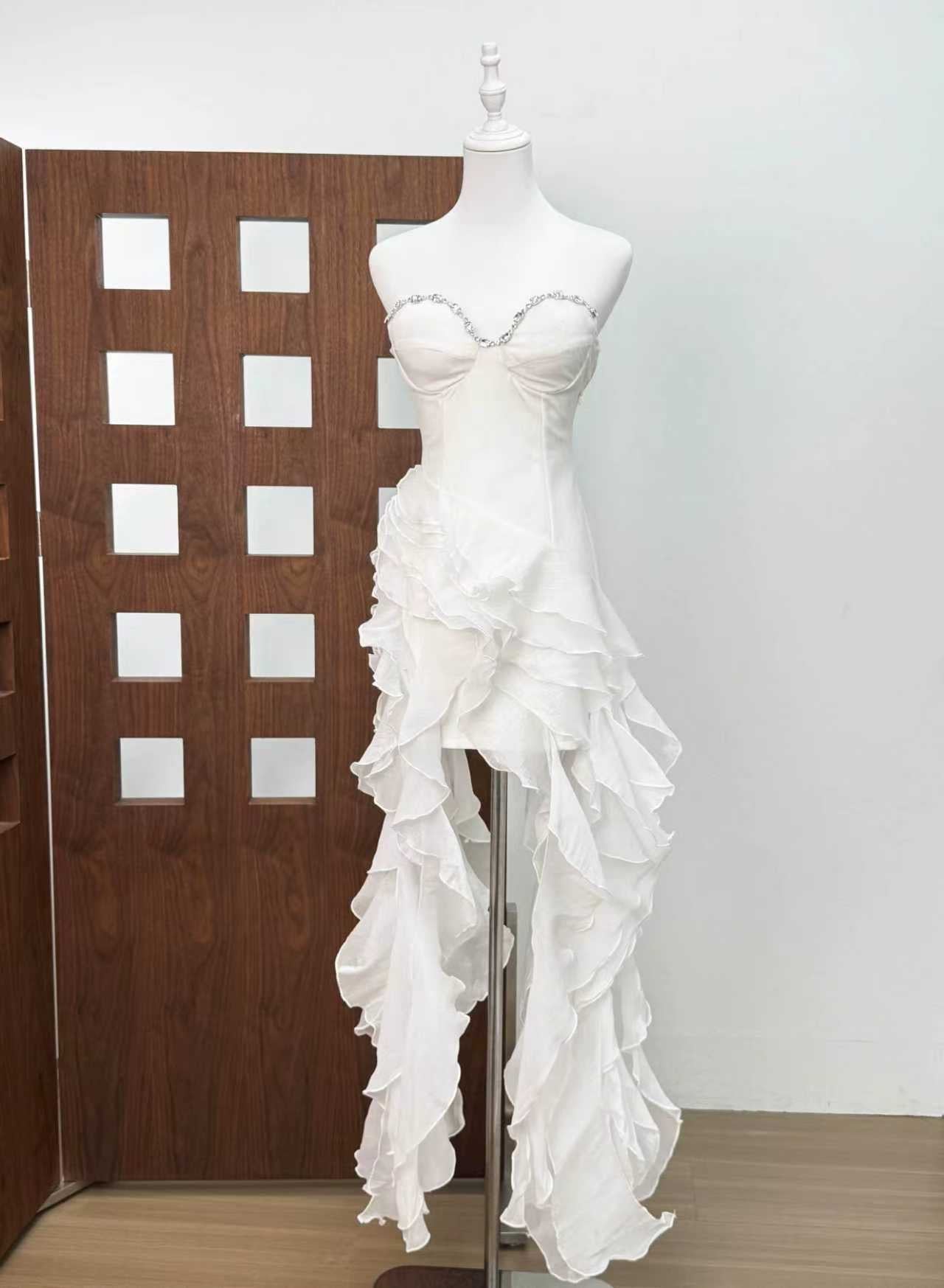 Belle Fırfırlı Kristal Maxi Elbise