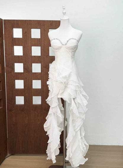 Belle Fırfırlı Kristal Maxi Elbise