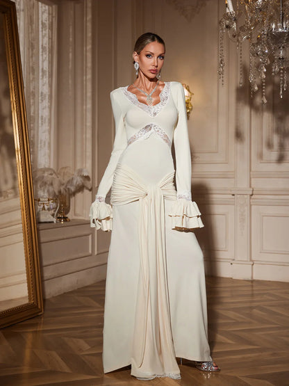 Viyana Dantel Panelli Maxi Elbise