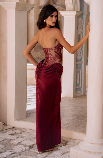 Kathleen Maxi Elbise - Bordo
