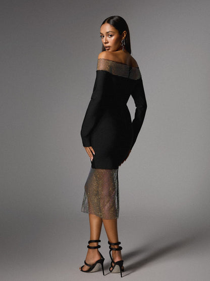 Akuna Kristal Bandaj Midi Elbise