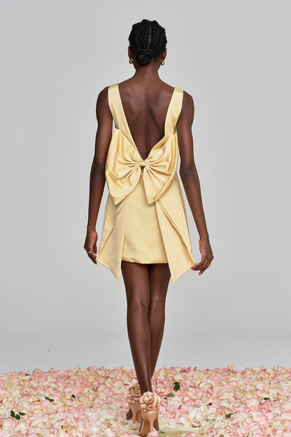 Amatus Kolsuz Sırtı Açık Fiyonklu Mini Elbise