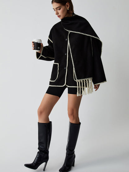 Ursula Kontrast Kesim Kısa Kaban