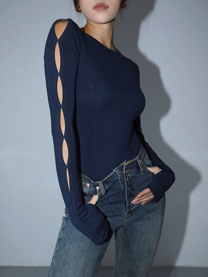 Saskia Anahtar Deliği Kesimli Uzun Kollu Bluz