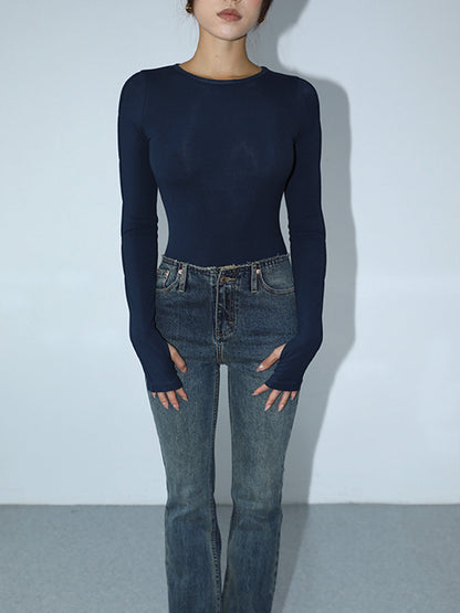 Saskia Anahtar Deliği Kesimli Uzun Kollu Bluz