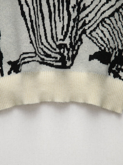 Sweter z kwiatowym wzorem, dzianinowy top i kamizelka