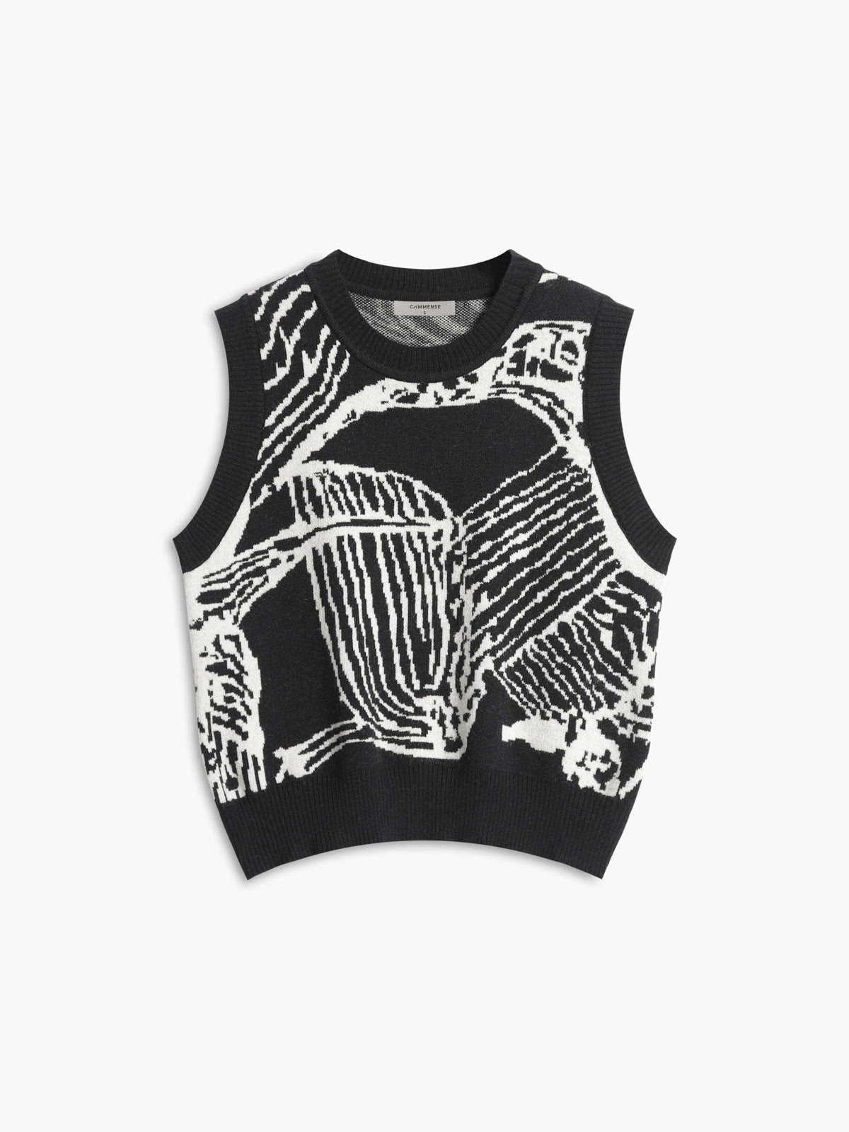 Sweter z kwiatowym wzorem, dzianinowy top i kamizelka