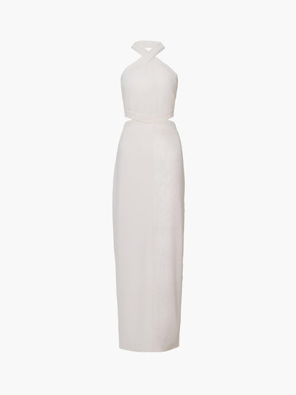 Crisscross Cutout Halter Split Maxi Elbise