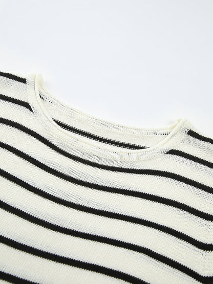 Klasyczny sweter w paski z kamizelką