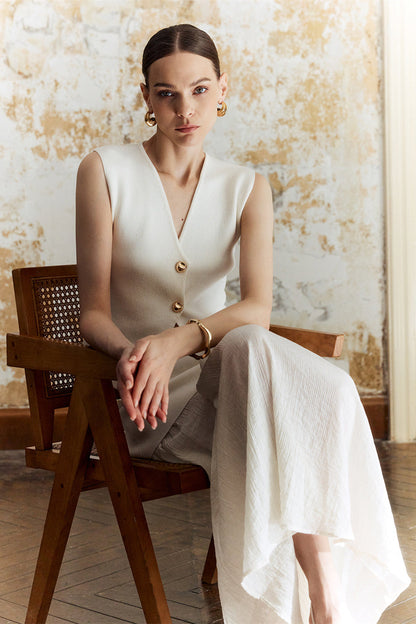 Lynn Ekli Pileli Etek Örgü Midi Takım