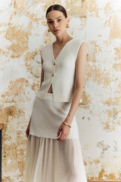 Lynn Ekli Pileli Etek Örgü Midi Takım