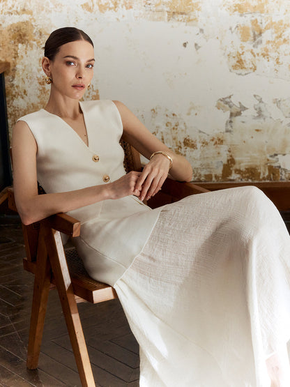 Düz Düğmeli Örgü Midi Etek Takım