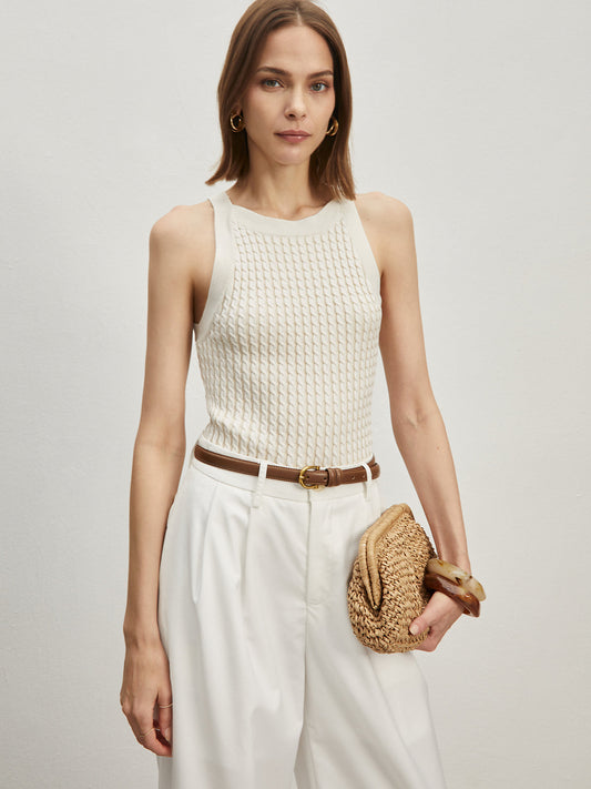 Düz Yuvarlak Yaka Örgü Üst