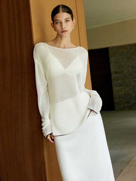 Sweter Sim-Sheer w kontrastowym kroju w dużym rozmiarze