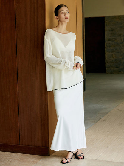 Büyük Boy Kontrast Kesim Sim-Sheer Kazak