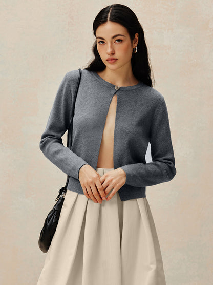 Kardigan dzianinowy z okrągłym dekoltem i guzikami