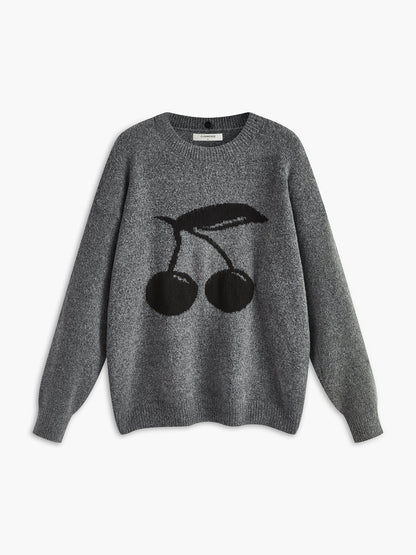 Sweter z mieszanki bawełny z nadrukiem wiśniowym