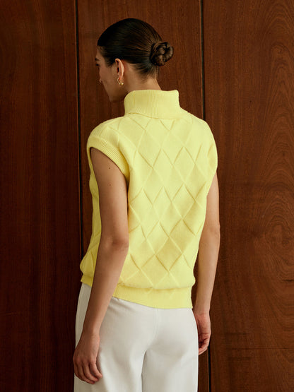 Sweter-kamizelka z golfem i diamentami