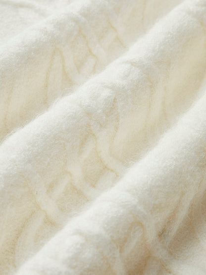 Sweter z okrągłym dekoltem i prostym splotem kablowym