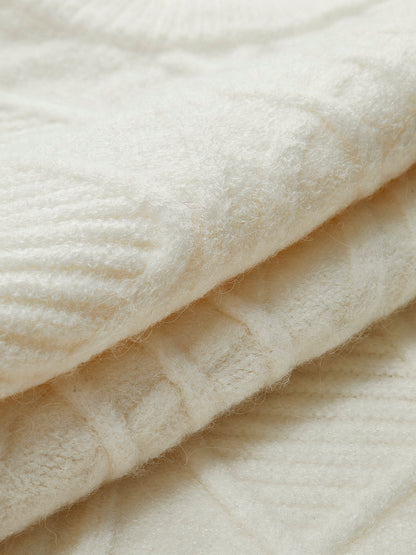 Sweter z okrągłym dekoltem i prostym splotem kablowym