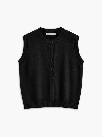 Dzianinowy top zapinany na guziki na co dzień