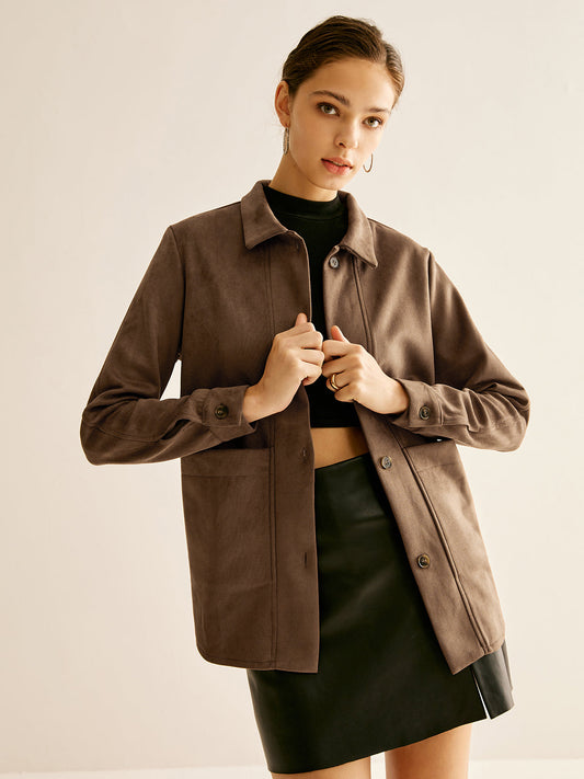 Cepli Süet Polo Ceket