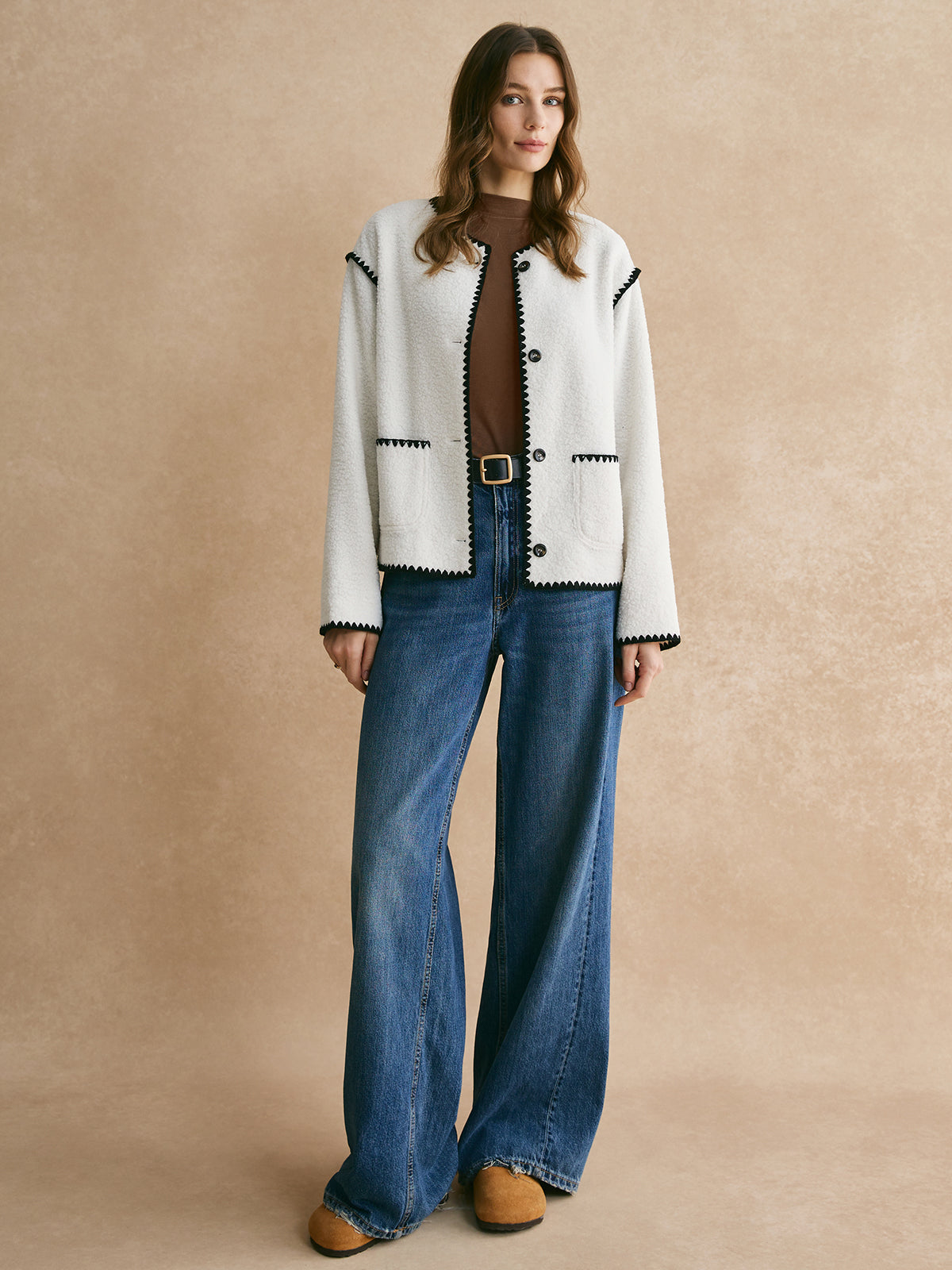 Çizgili Minky Polar Ceket