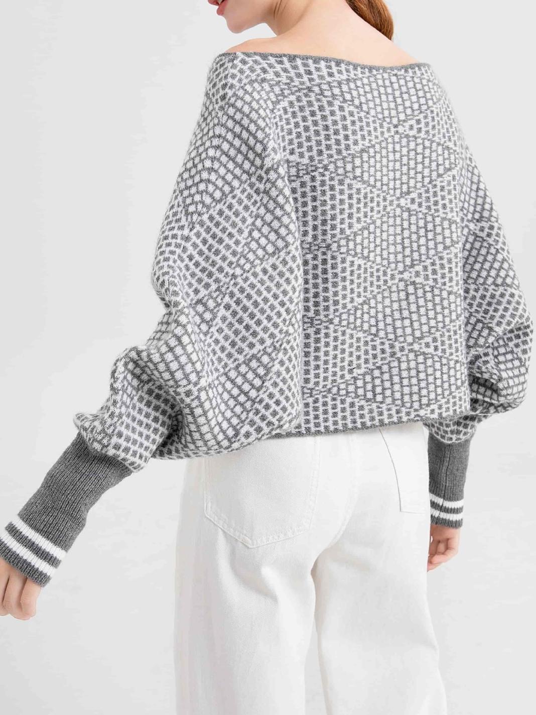 Yün Karışımlı Omuz Açık Kazak