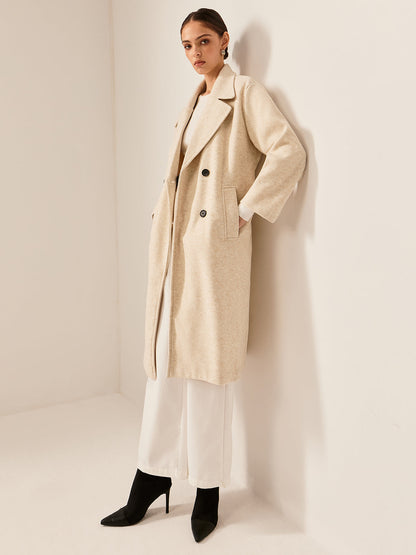 Şık Keten Uzun Palto
