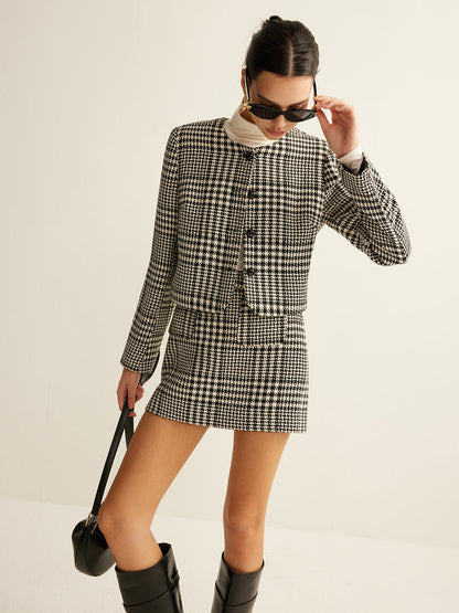 Phaedra Yün Karışımlı Kareli Ceket