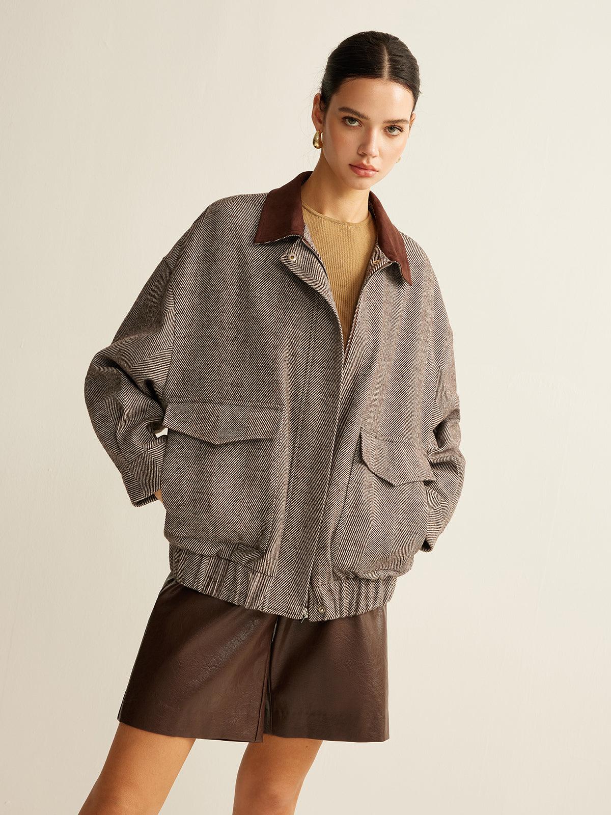 Herringbone Elegance Oversize Mont