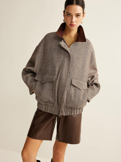 Herringbone Elegance Oversize Mont