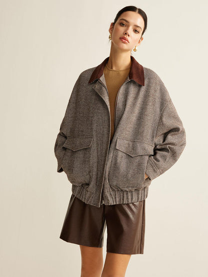 Herringbone Elegance Oversize Mont