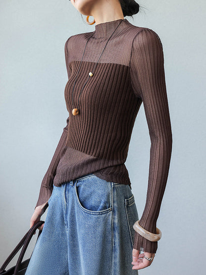 Przezroczysty cienki sweterek panelowy