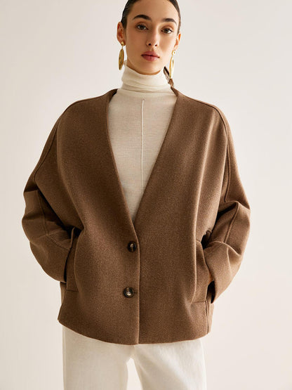 Mocha Essence Wool Kısa Kaban