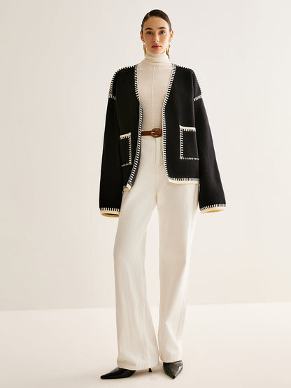 Kardigan z rozcięciem i paskiem Talia