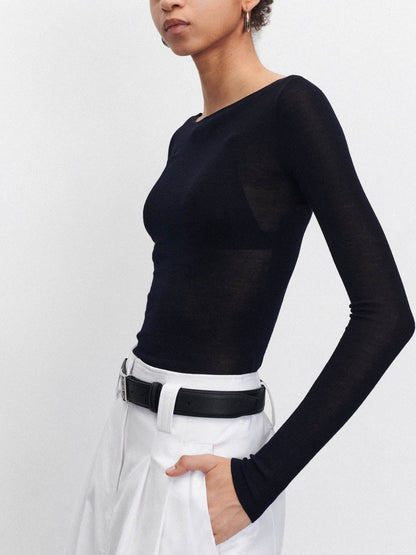 Yün Karışımlı İnce Şeffaf Kazak Üst