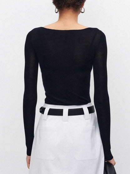 Yün Karışımlı İnce Şeffaf Kazak Üst