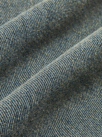 Vintage Kontrast Süslü Yaka Kot Ceket