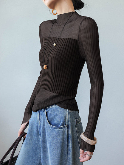 Przezroczysty cienki sweterek panelowy