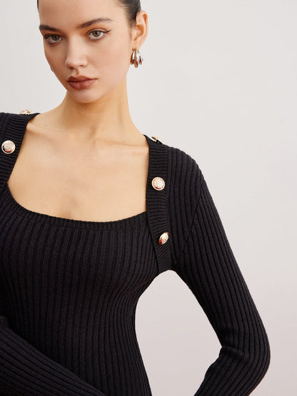 Shrug Ribbed Slim Örme Mini Elbise