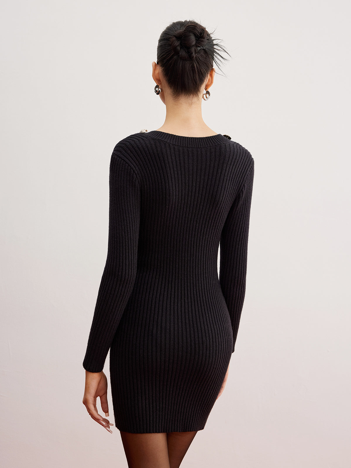 Shrug Ribbed Slim Örme Mini Elbise