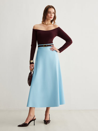 Soğuk Omuzlu İnce Örgü Üst Kazak